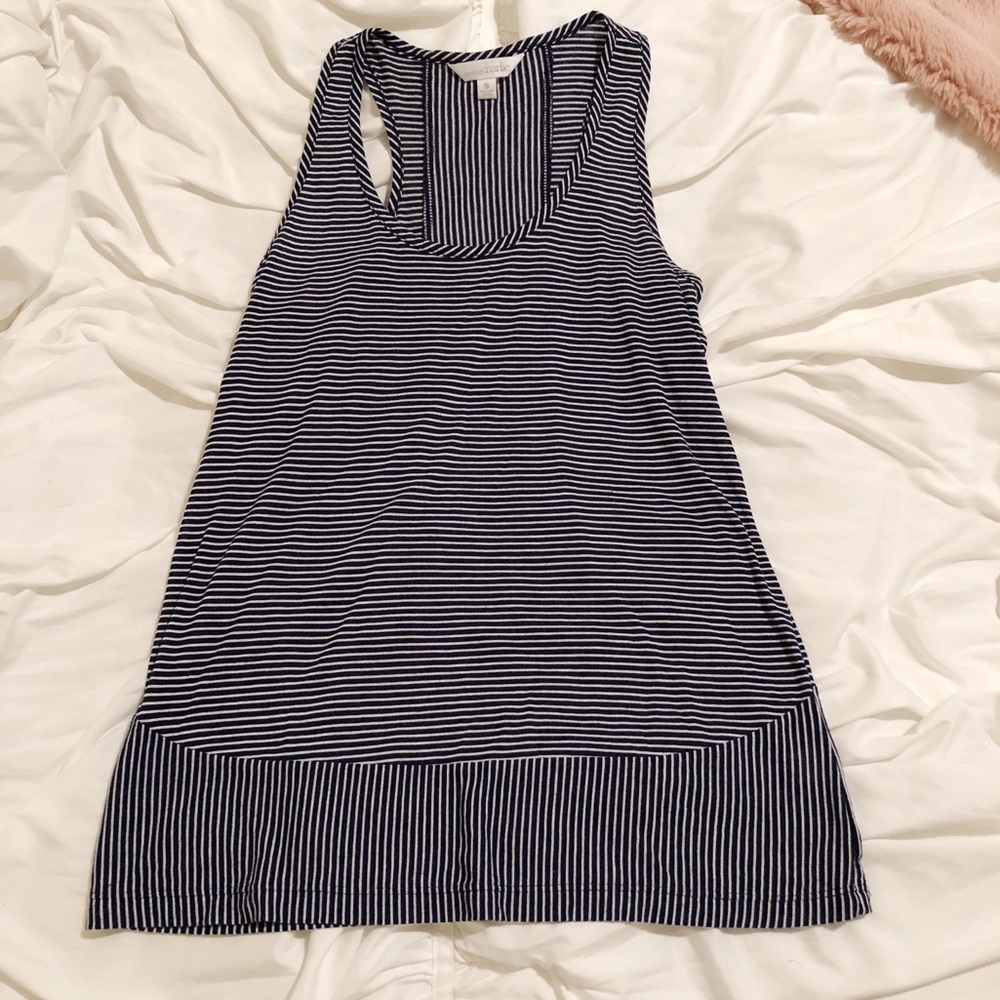 Navy & White Racerback Tank
